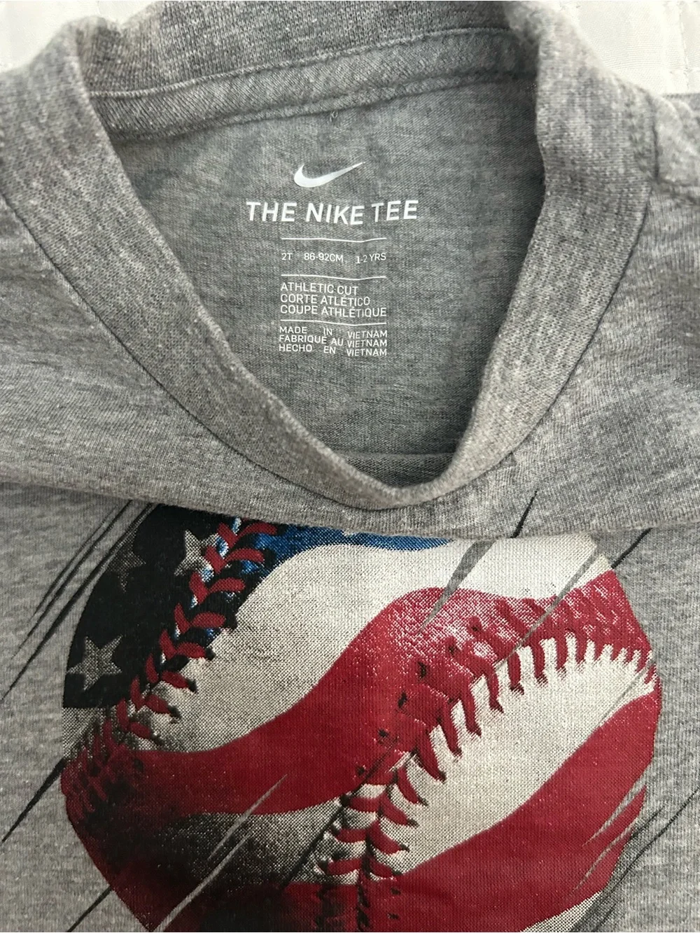 Nike Boys Gray and White Baseball Graphic Top Bundle Size 2T